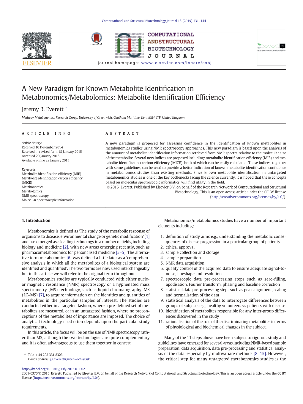 Metabolite Identification Efficiency