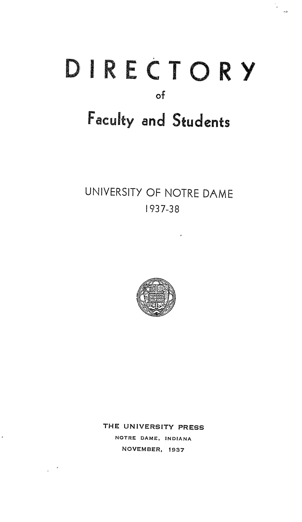 Notre Dame Directory, 1937