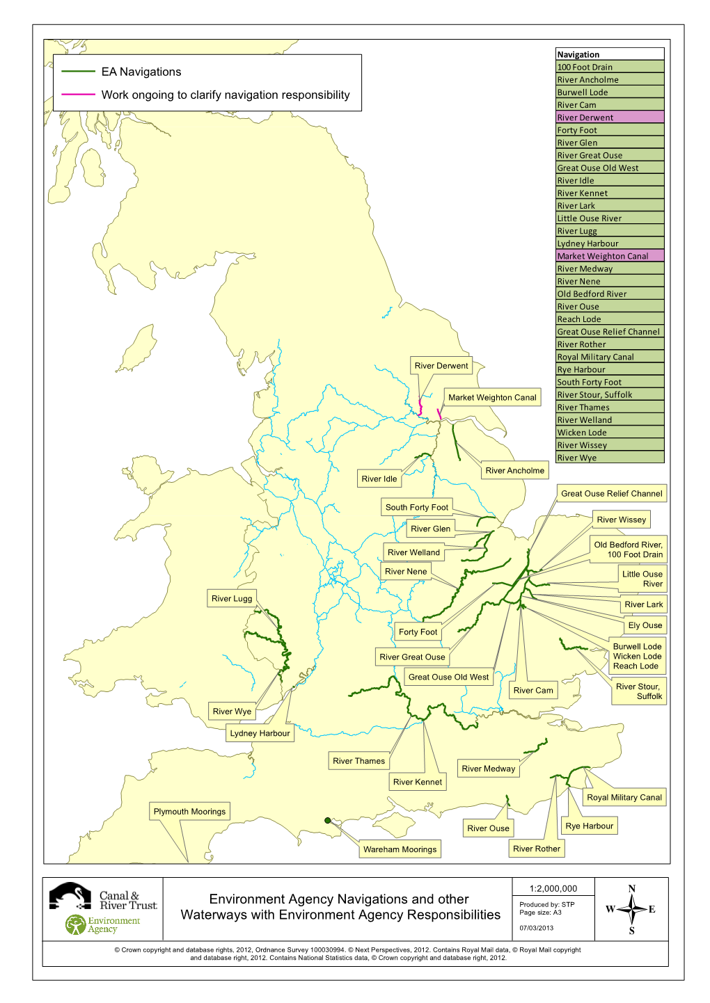 Environment Agency Navigations and Other Waterways with Environment Agency Responsibilities