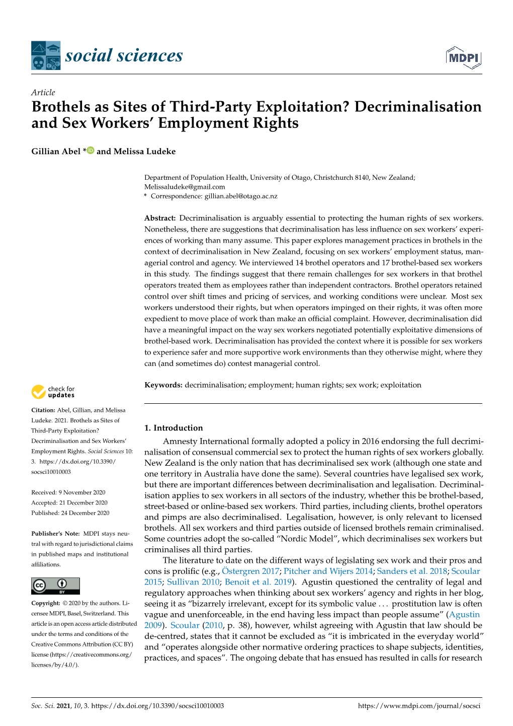 Decriminalisation and Sex Workers' Employment Rights