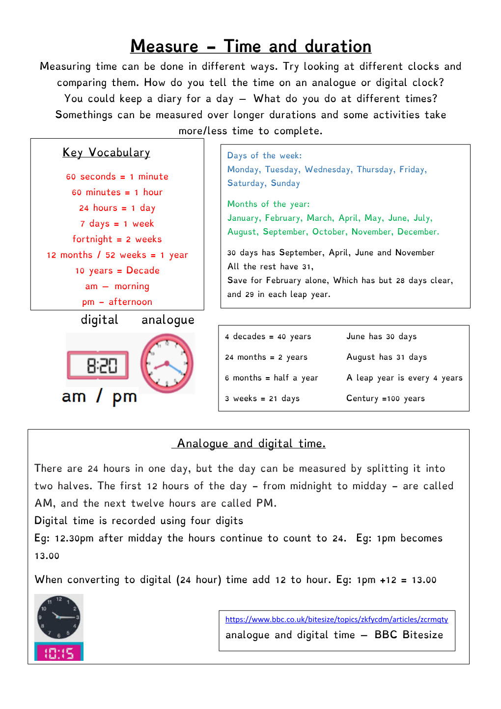 Measure - Time and Duration Measuring Time Can Be Done in Different Ways