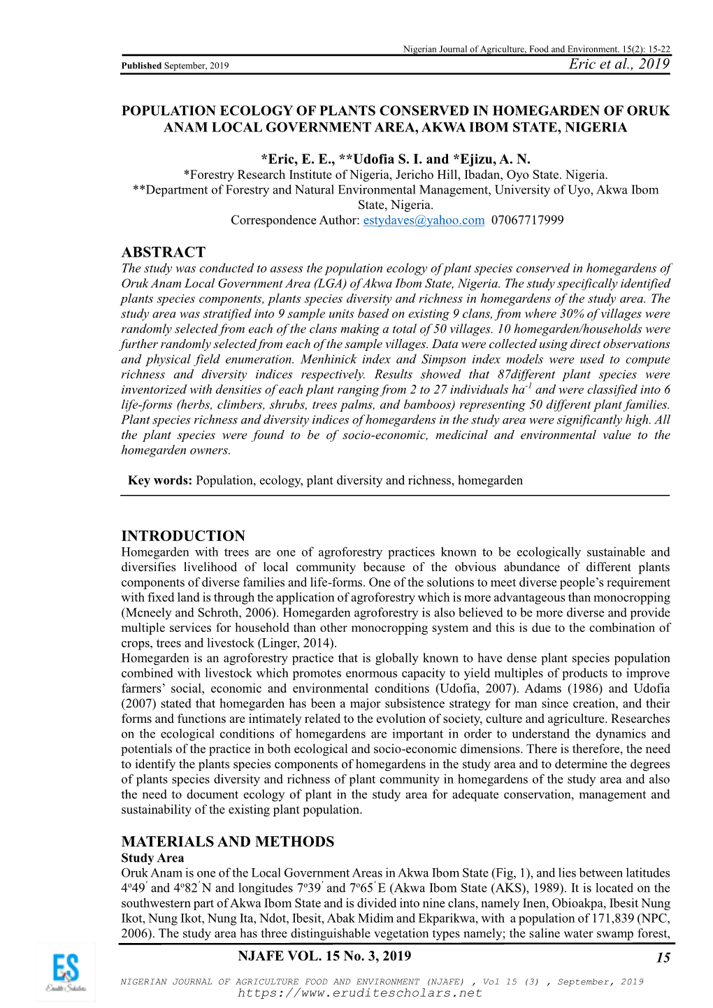 Eric Et Al., 2019 ABSTRACT INTRODUCTION MATERIALS AND