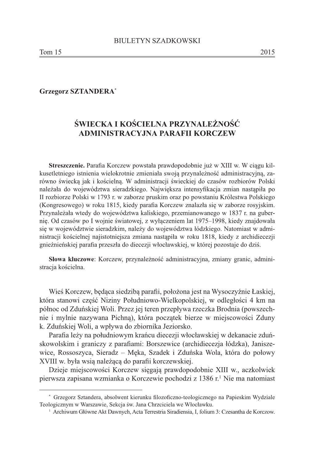 Świecka I Kościelna Przynależność Administracyjna Parafii Korczew