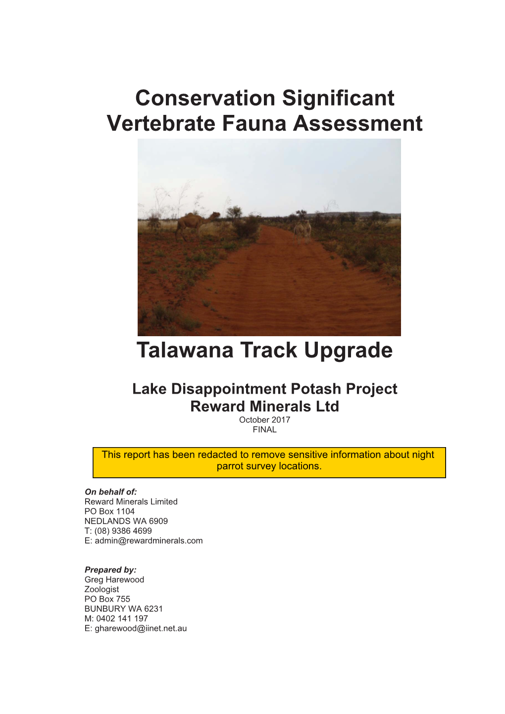 Appendix E5 Conservation Significant Vertebrate Fauna Assessment