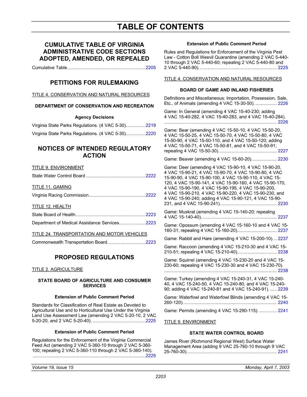 Virginia Register of Regulations Vol. 19 Iss. 15