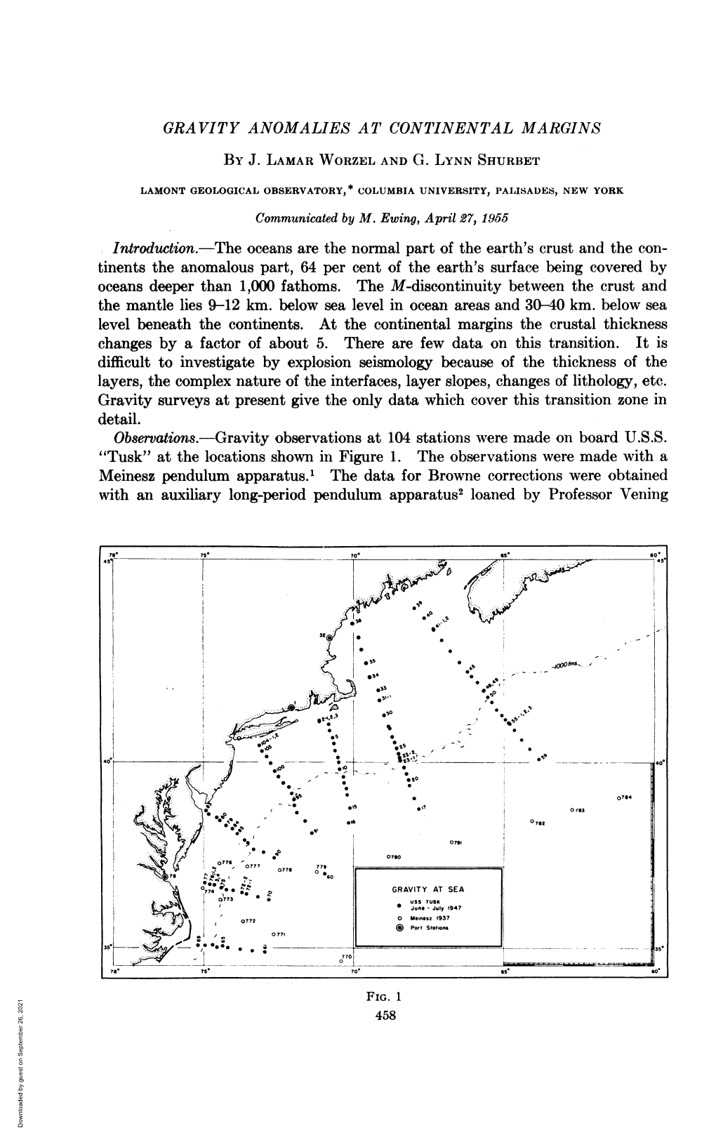 Oceans Deeper Than 1,000 Fathoms. the M-Discontinuity Between the Crust and Detail