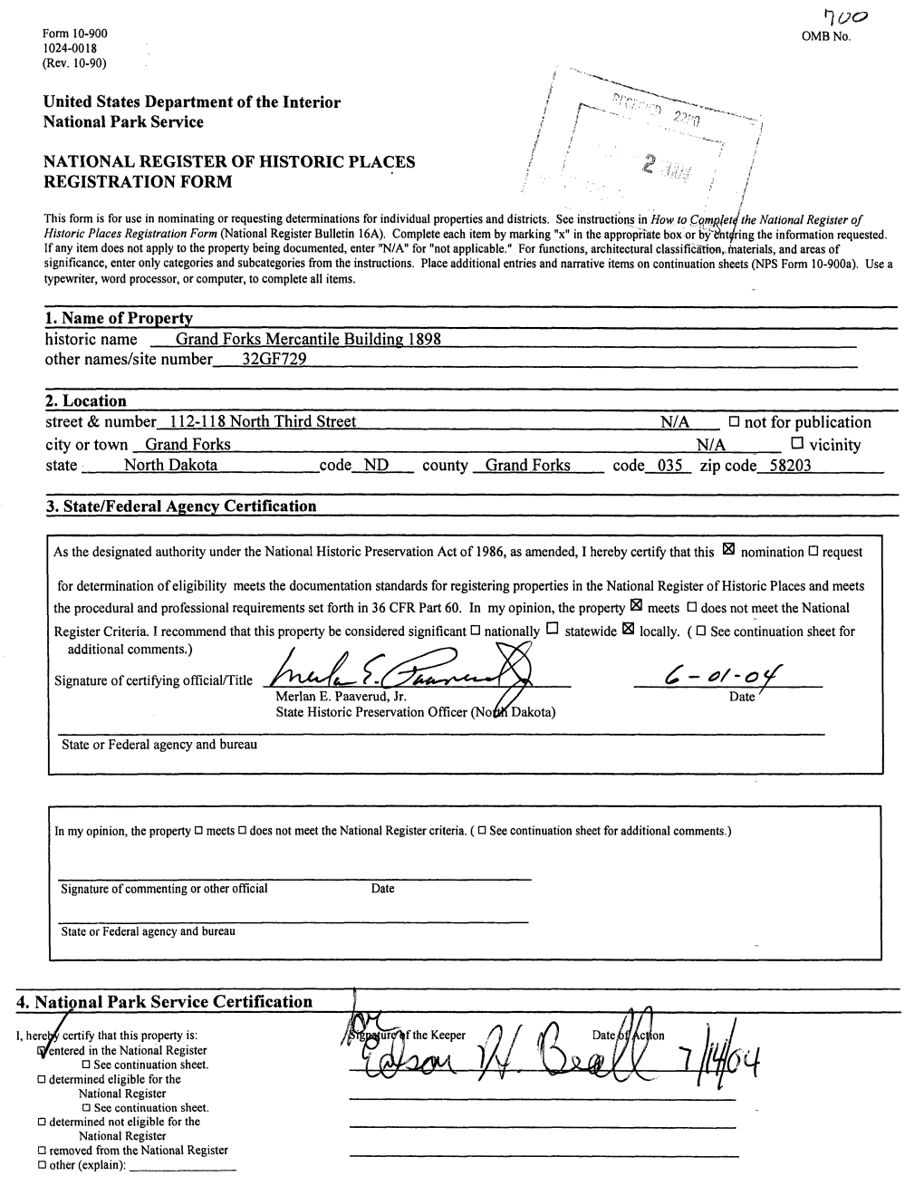 , ; ; 7 This Form Is for Use in Nominating Or Requesting Determinations for Individual Properties and Districts