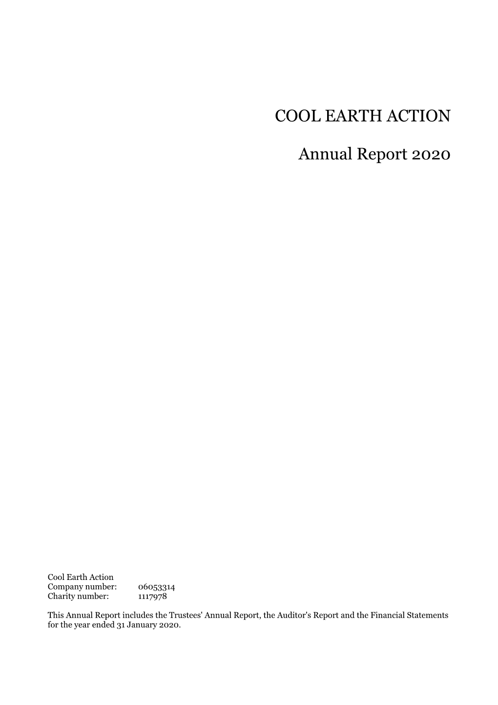 COOL EARTH ACTION Annual Report 2020