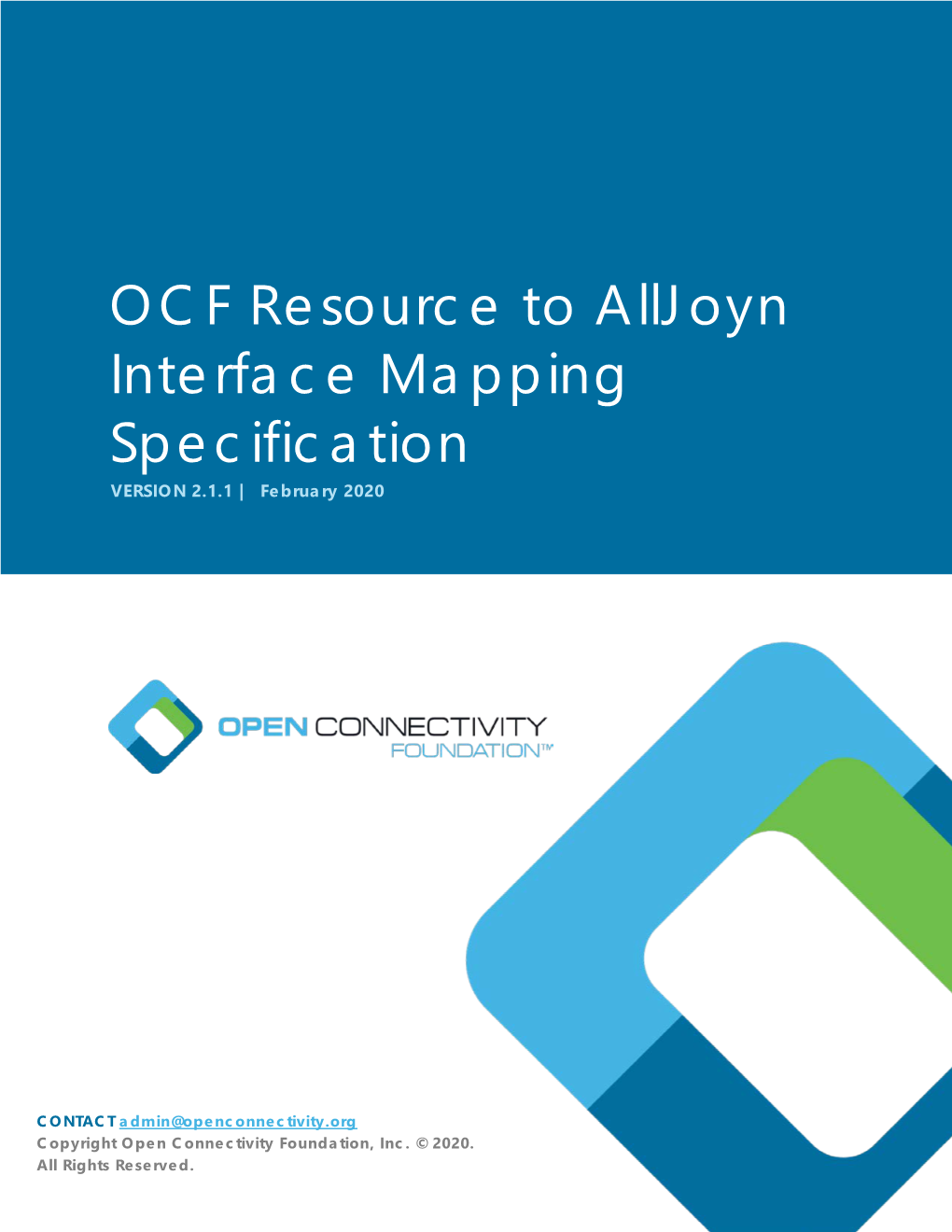 OCF Resource to Alljoyn Interface Mapping Specification VERSION 2.1.1 | February 2020