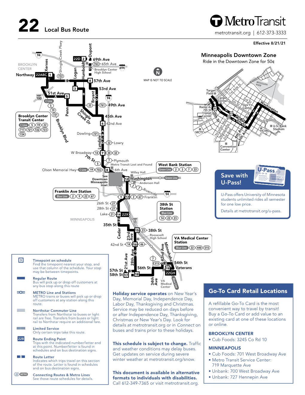 Route 22 Metrotransit.Org | 612-373-3333