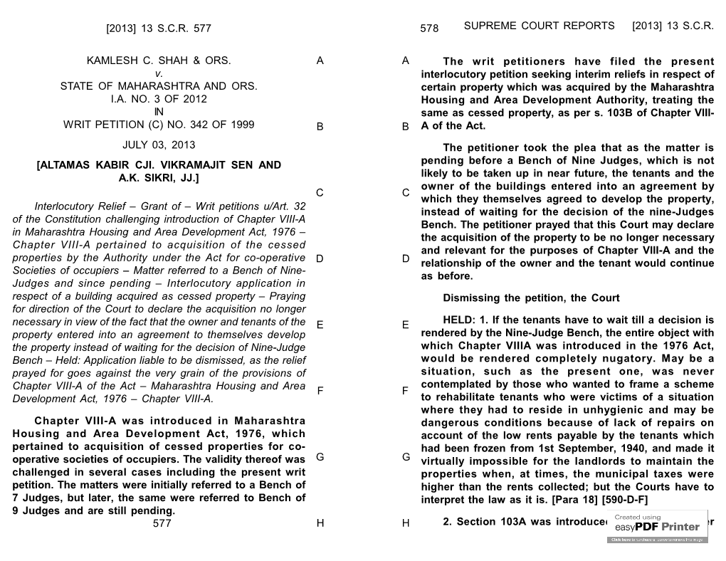 13 SCR KAMLESH C. SHAH & ORS. V. STATE of MAHARASHTRA AND