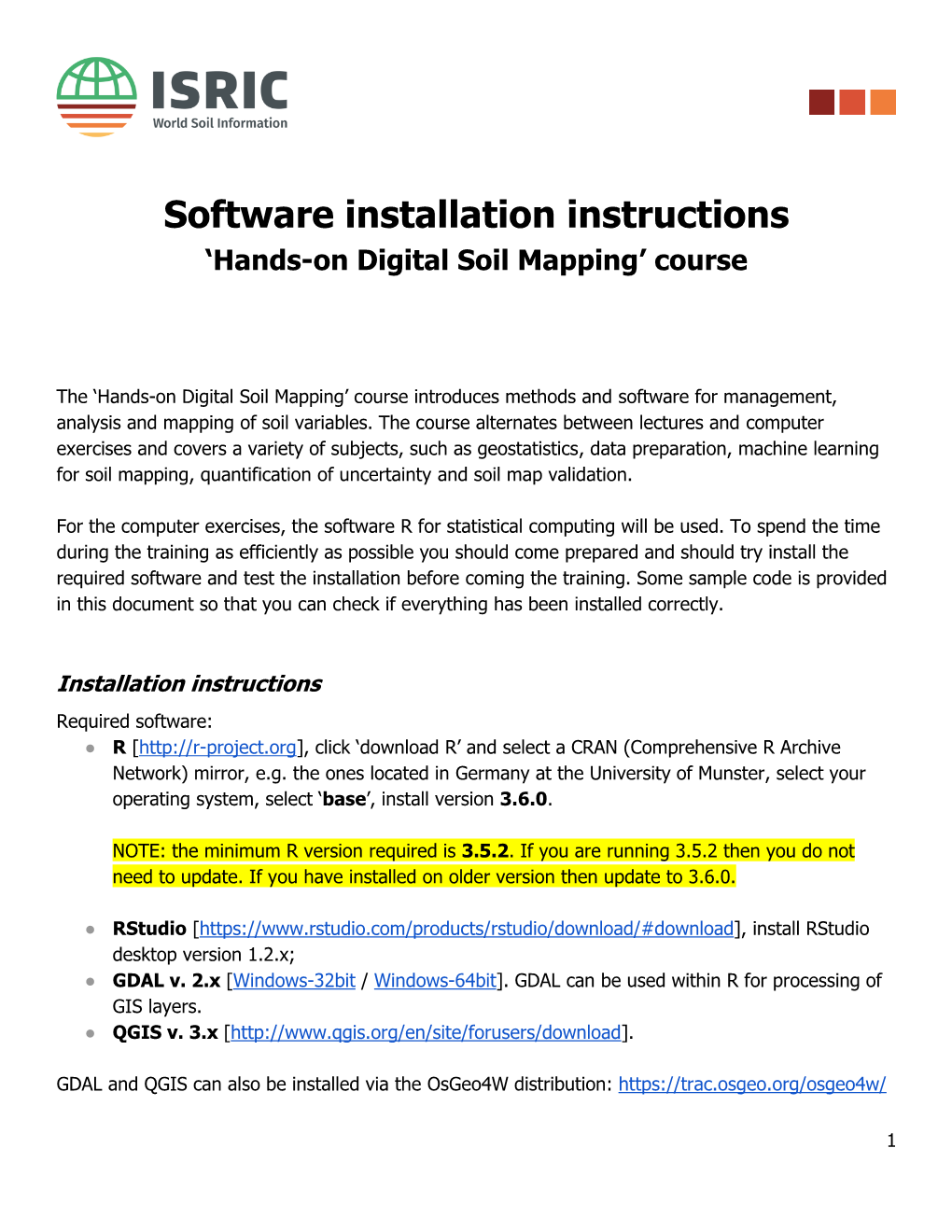 Software Installation Instructions