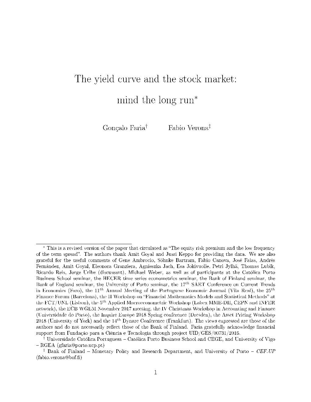 The Yield Curve and the Stock Market: Mind the Long Run∗