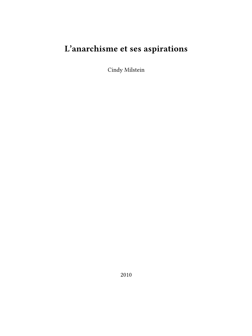 Anarchisme Et Ses Aspirations