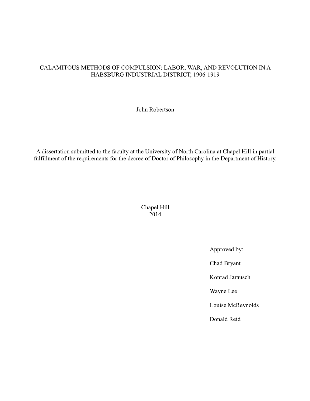 Labor, War, and Revolution in a Habsburg Industrial District, 1906-1919