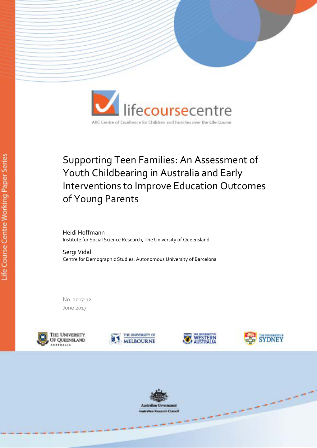 Supporting Teen Families: an Assessment of Youth Childbearing in Australia and Early Interventions to Improve Education Outcomes of Young Parents