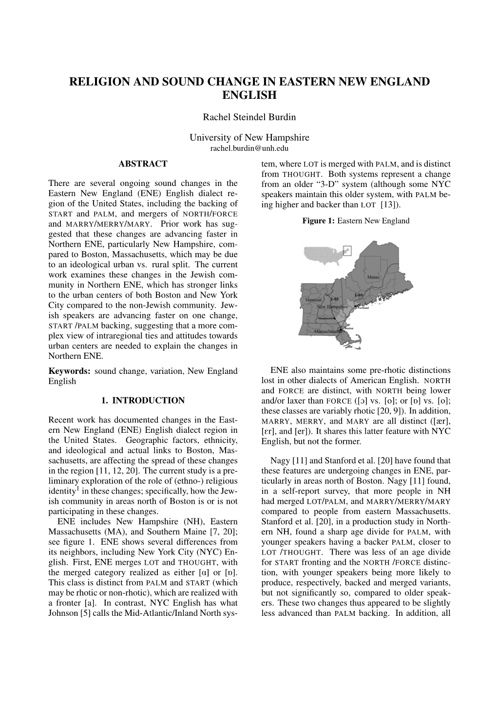 Religion and Sound Change in Eastern New England English