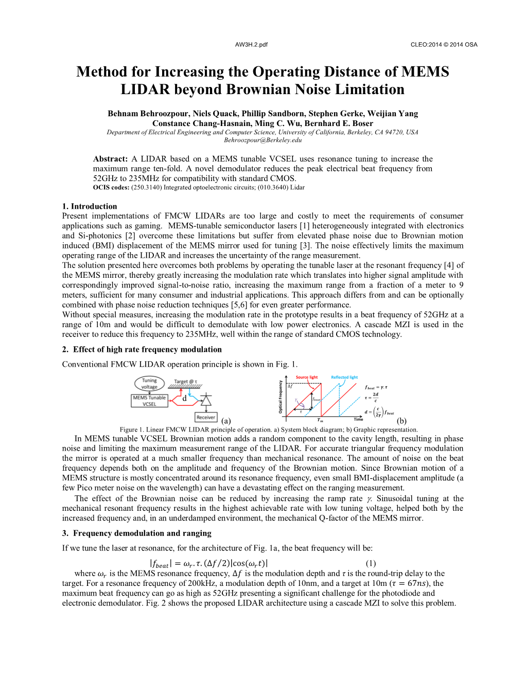 Method for Increasing the Operating Distance of MEMS LIDAR Beyond Brownian Noise Limitation