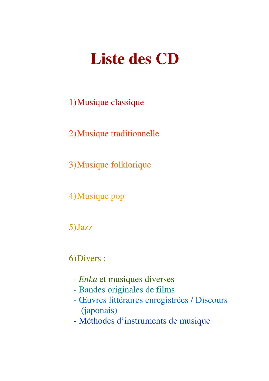 Liste Des CD