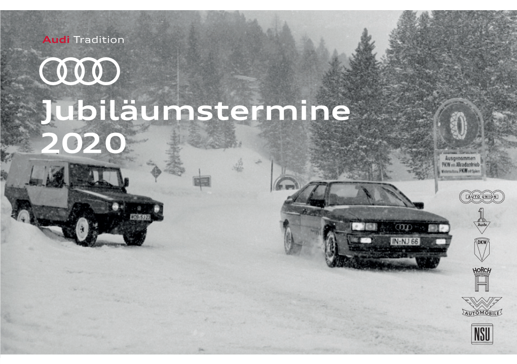 Jubiläumstermine 2020 Audi Tradition 2 Jubiläumstermine 2020