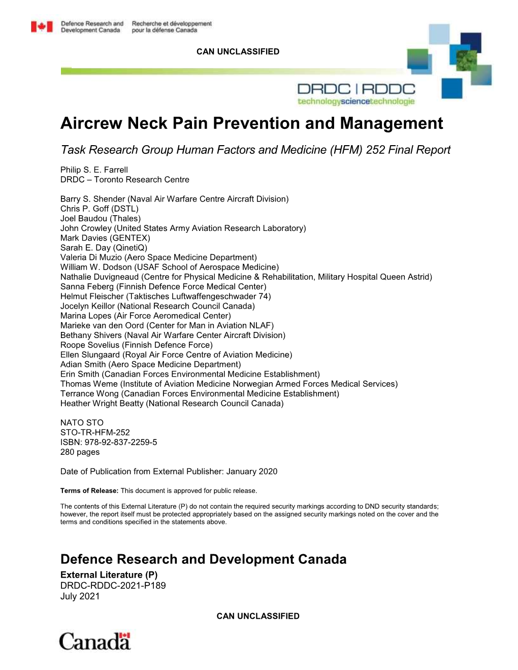 Aircrew Neck Pain Prevention and Management