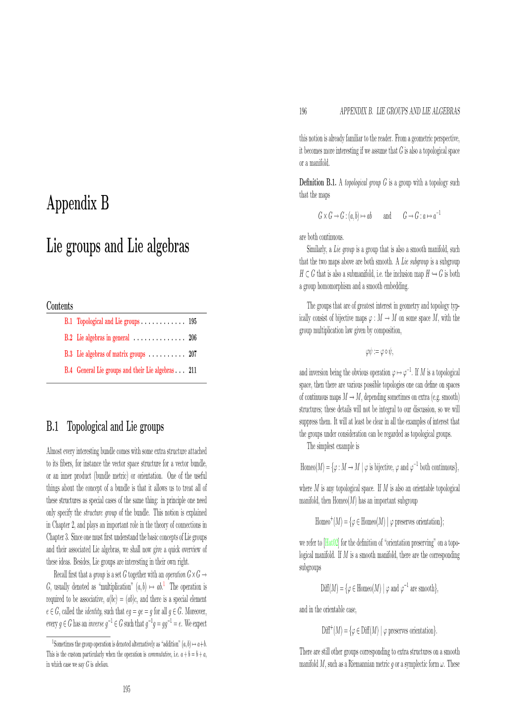 Appendix B Lie Groups and Lie Algebras