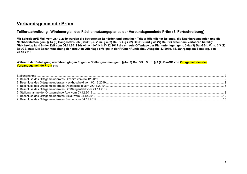 Des Flächennutzungsplanes Der Verbandsgemeinde Prüm (6