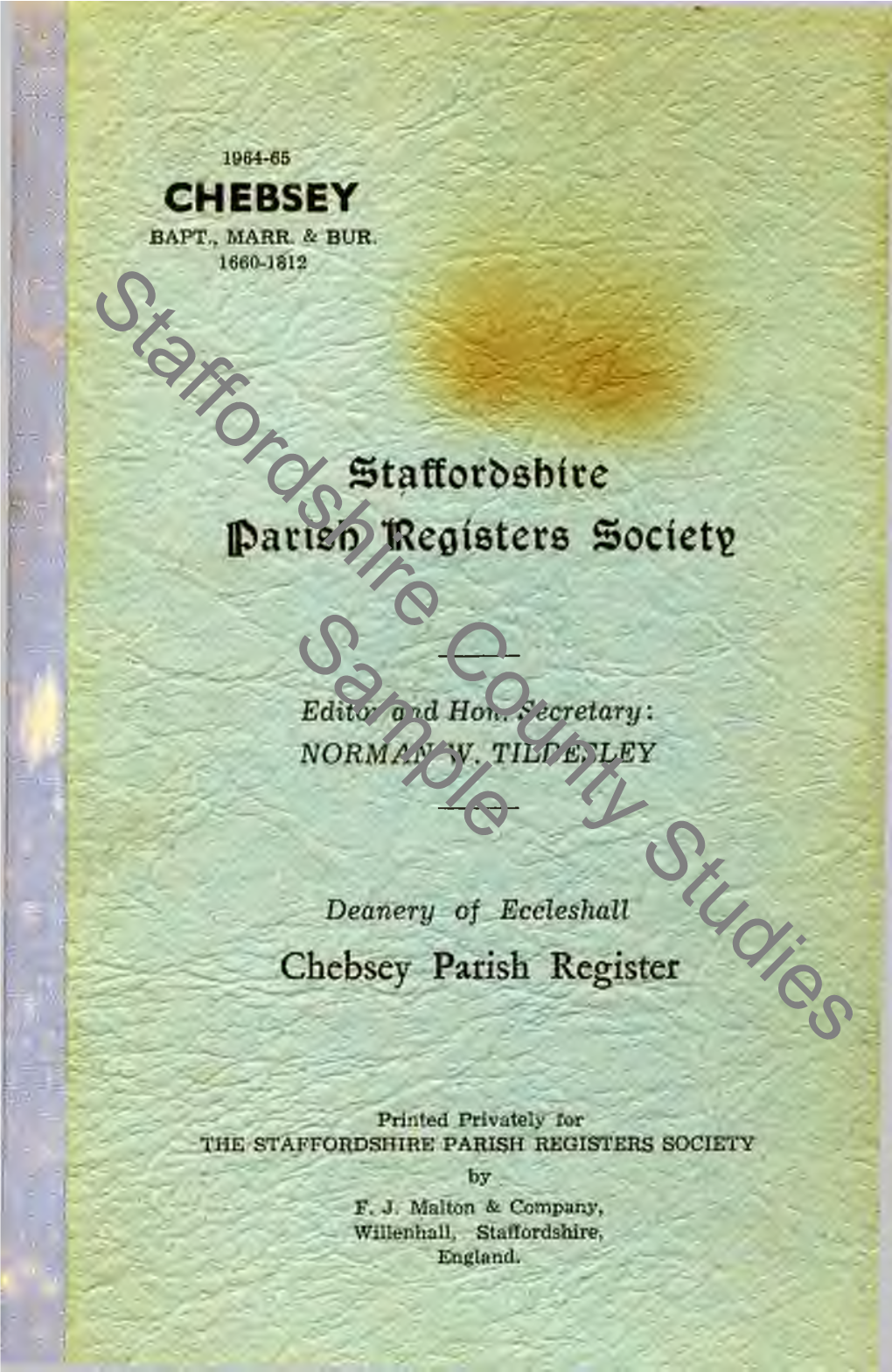 Chebsey Parish Register, 1660-1812