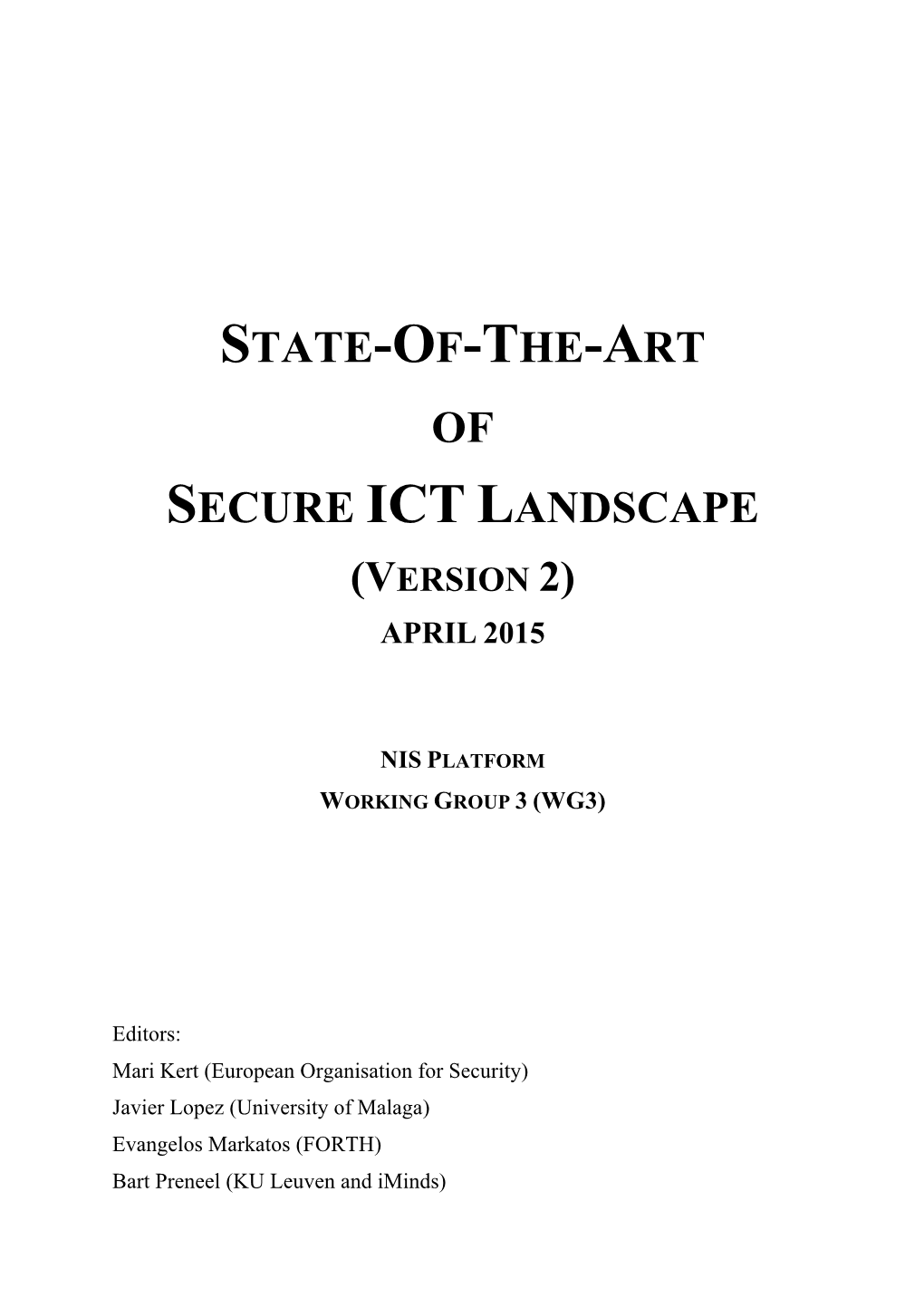 State-Of-The-Art of Secure Ict Landscape (Version 2) April 2015