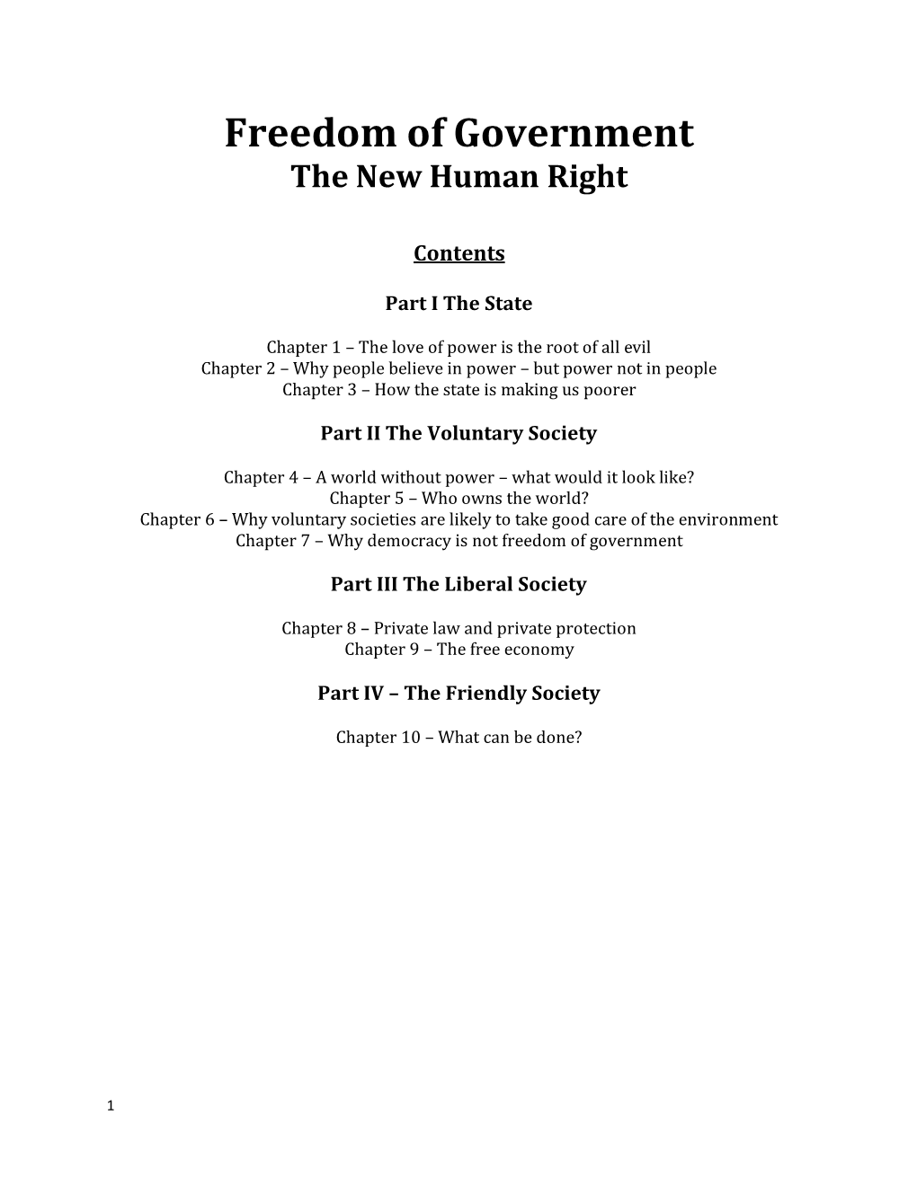 Freedom of Government the New Human Right