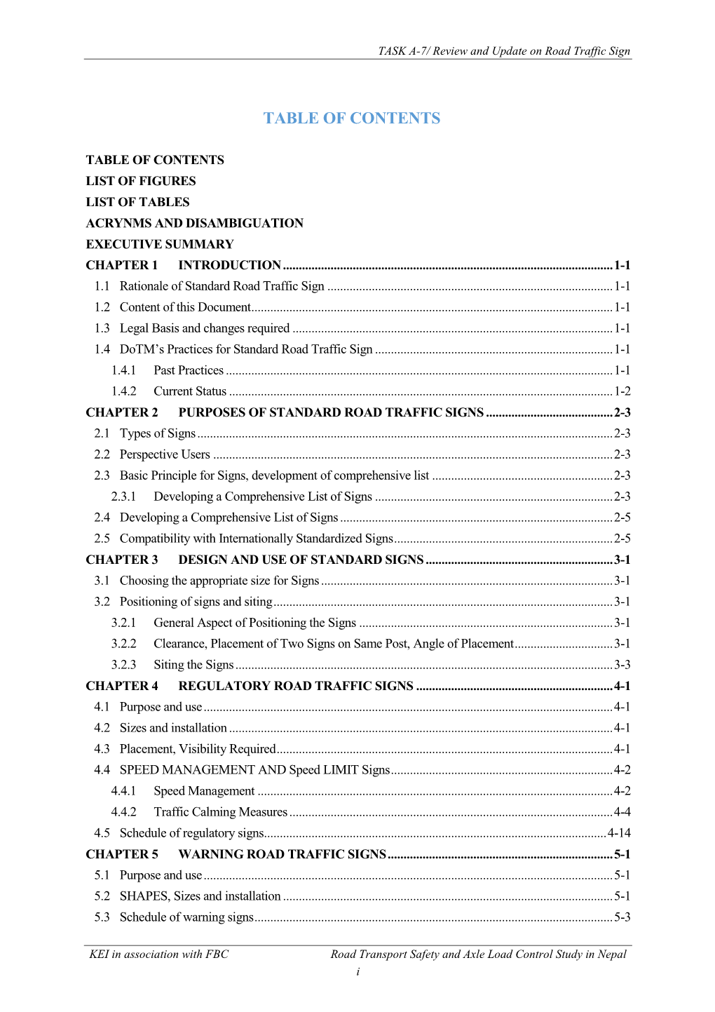 Table of Contents