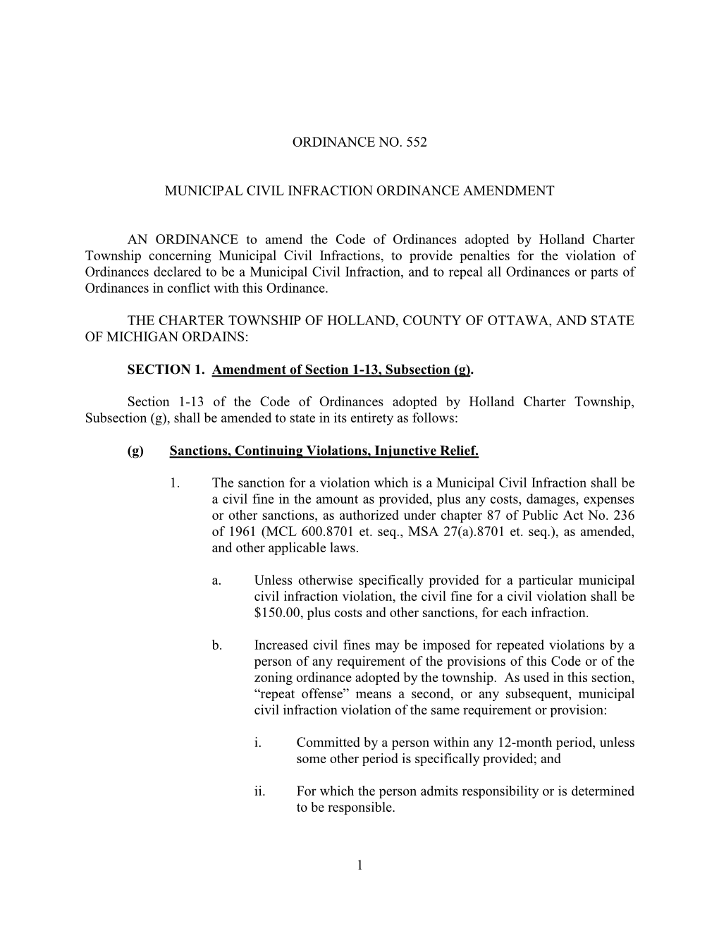 Municipal Civil Infraction Ordinance Amendment (00191391.DOC;1)