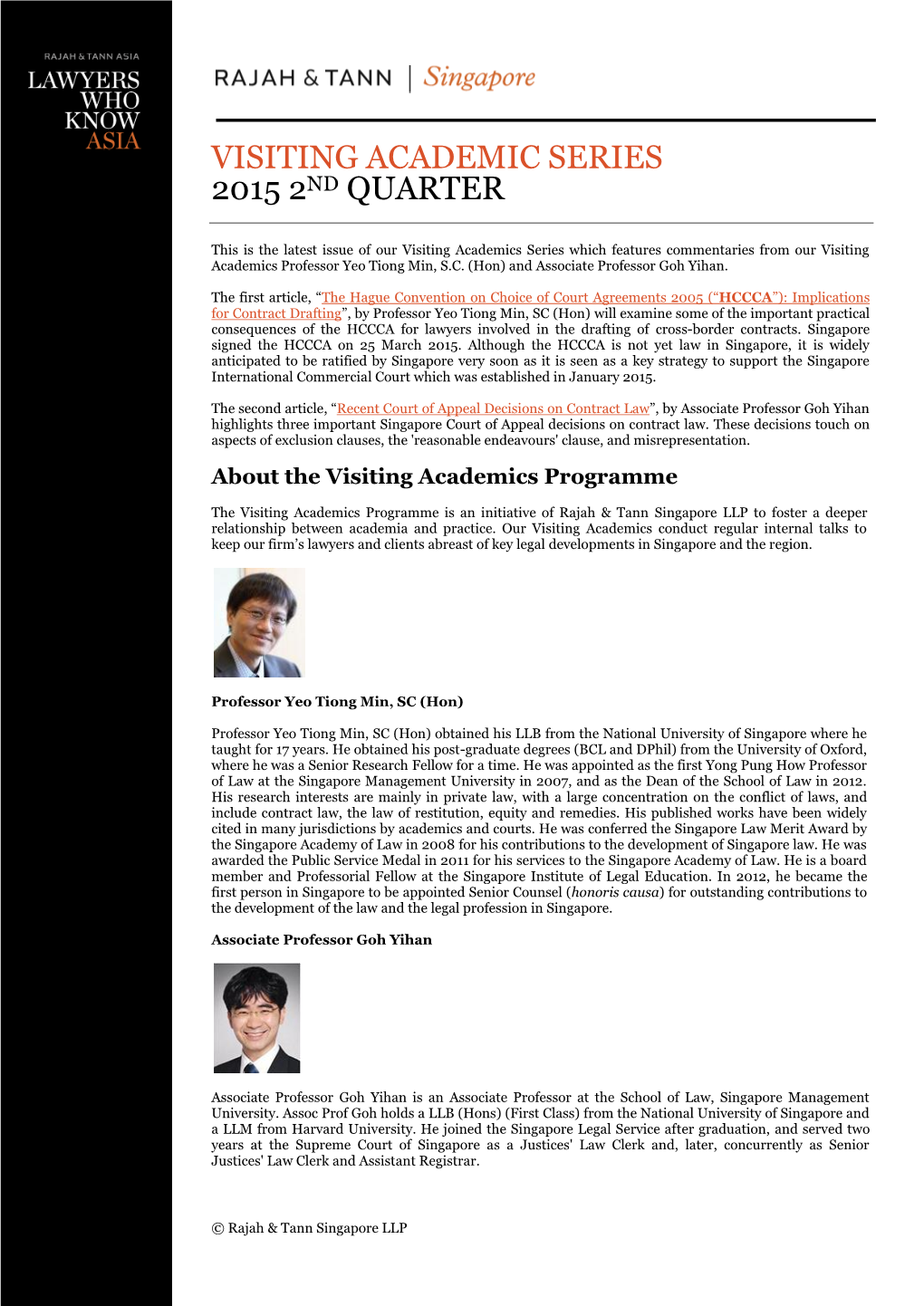 Visiting Academic Series 2015 2Nd Quarter