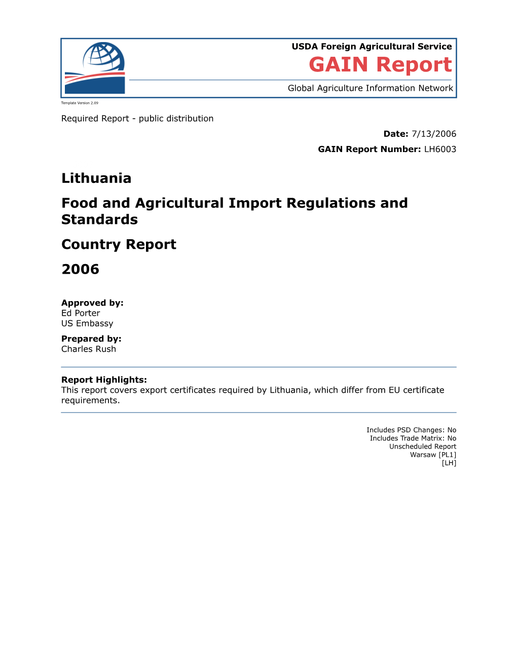 Food and Agricultural Import Regulations and Standards s7