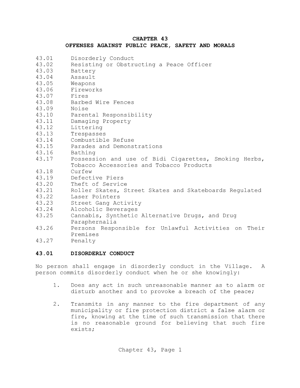 Ordinance on 43.09 Noise