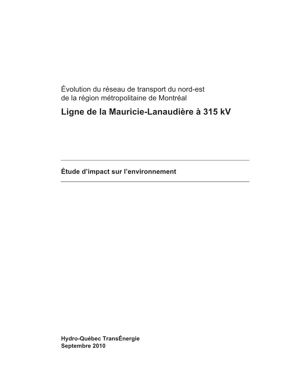 Ligne De La Mauricie-Lanaudière À 315 Kv