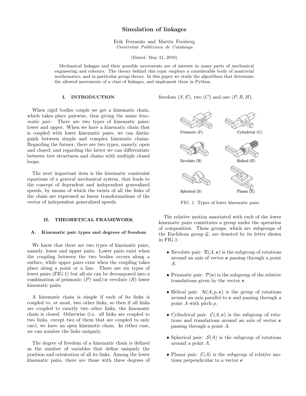 Simulation of Linkages