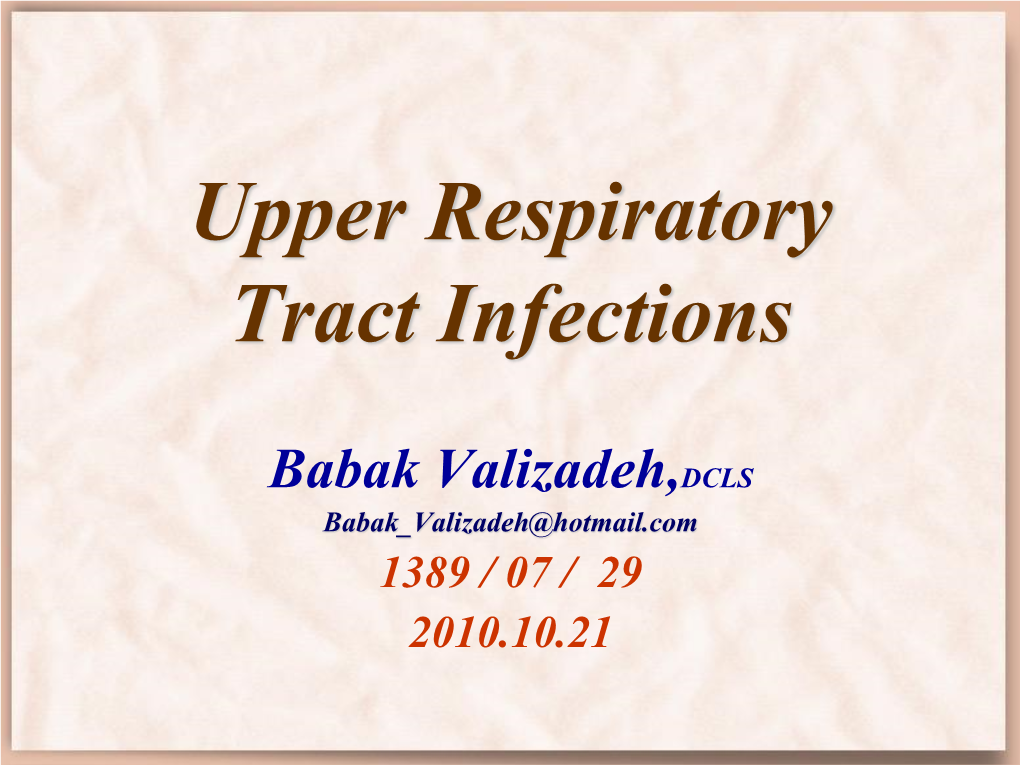 Upper Respiratory Tract Infections