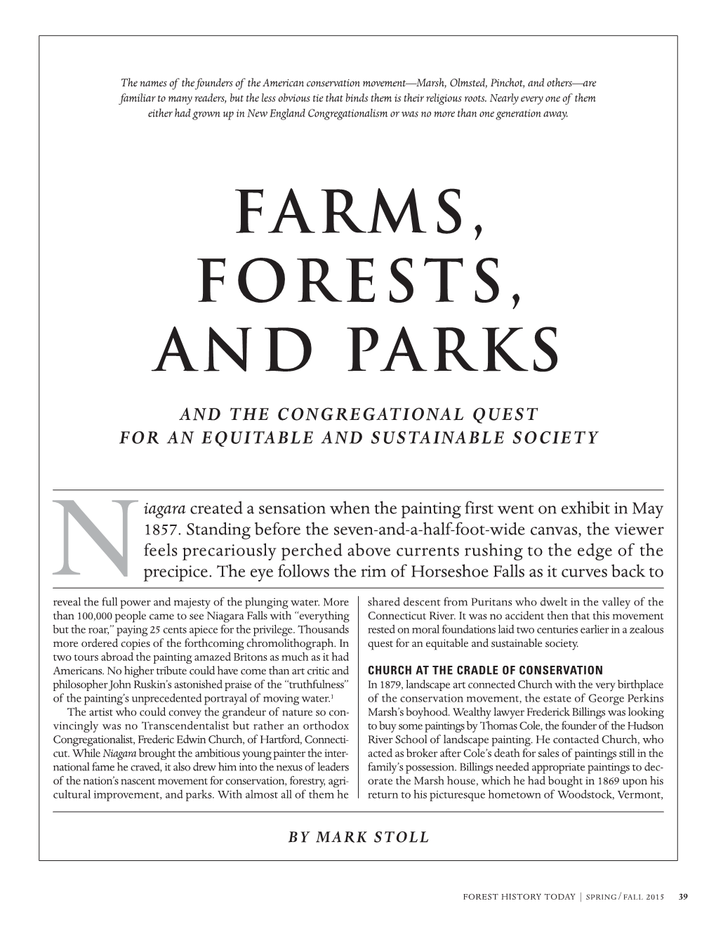 Farms, Forests, and Parks