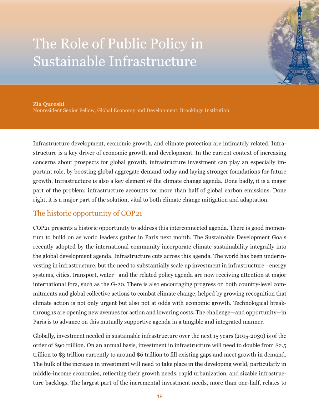 The Role of Public Policy in Sustainable Infrastructure