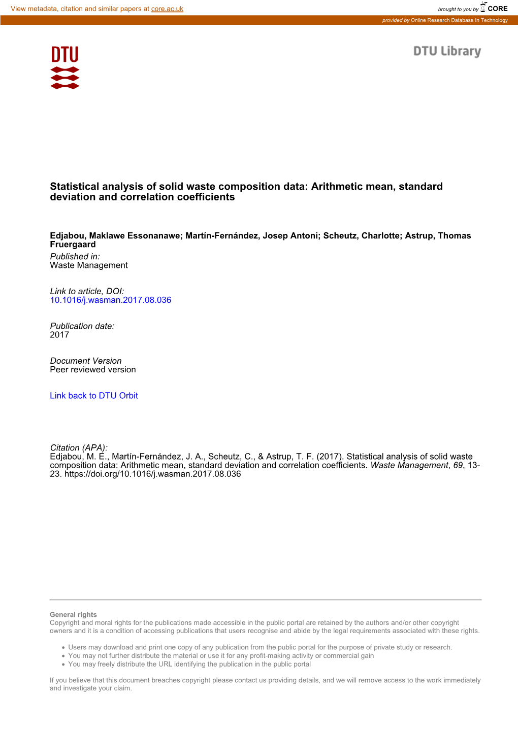 Arithmetic Mean, Standard Deviation and Correlation Coefficients