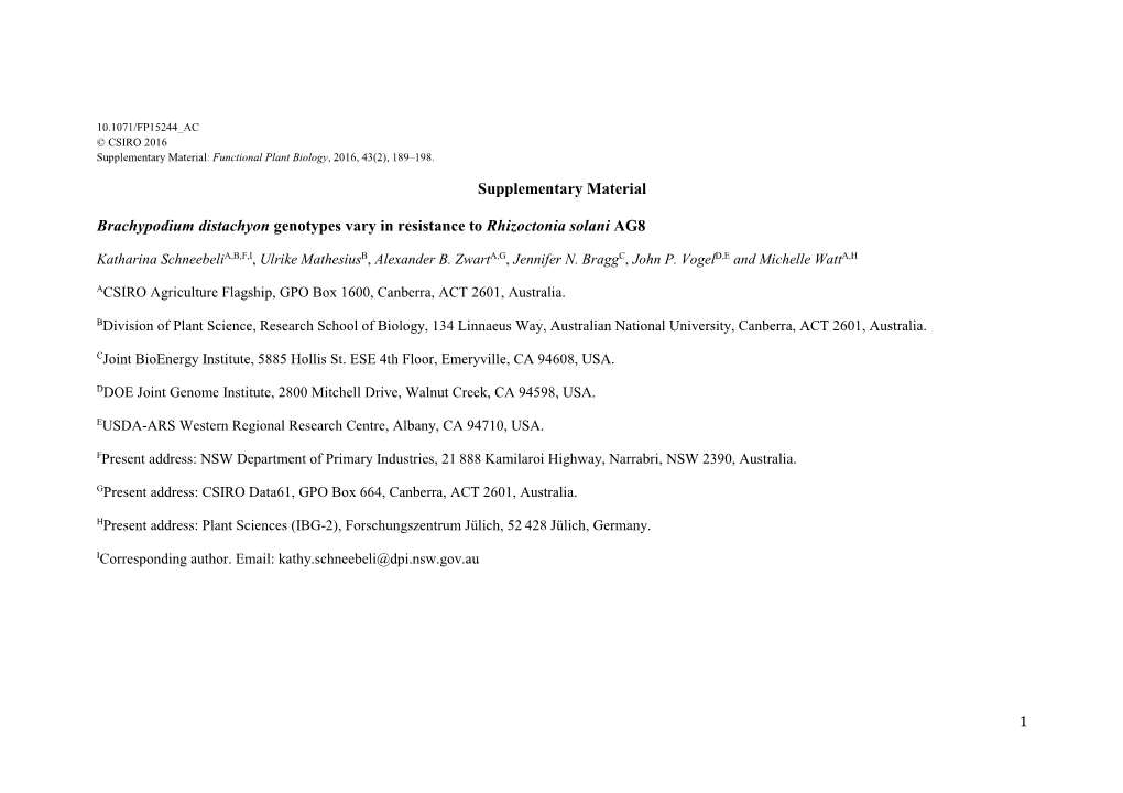 Supplementary Material Brachypodium Distachyon