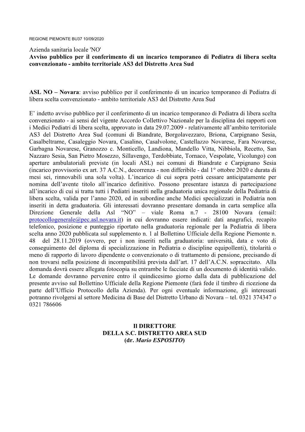 Co Azienda Sanitaria Locale No 2020-08-31 73779.Rtf Pdf