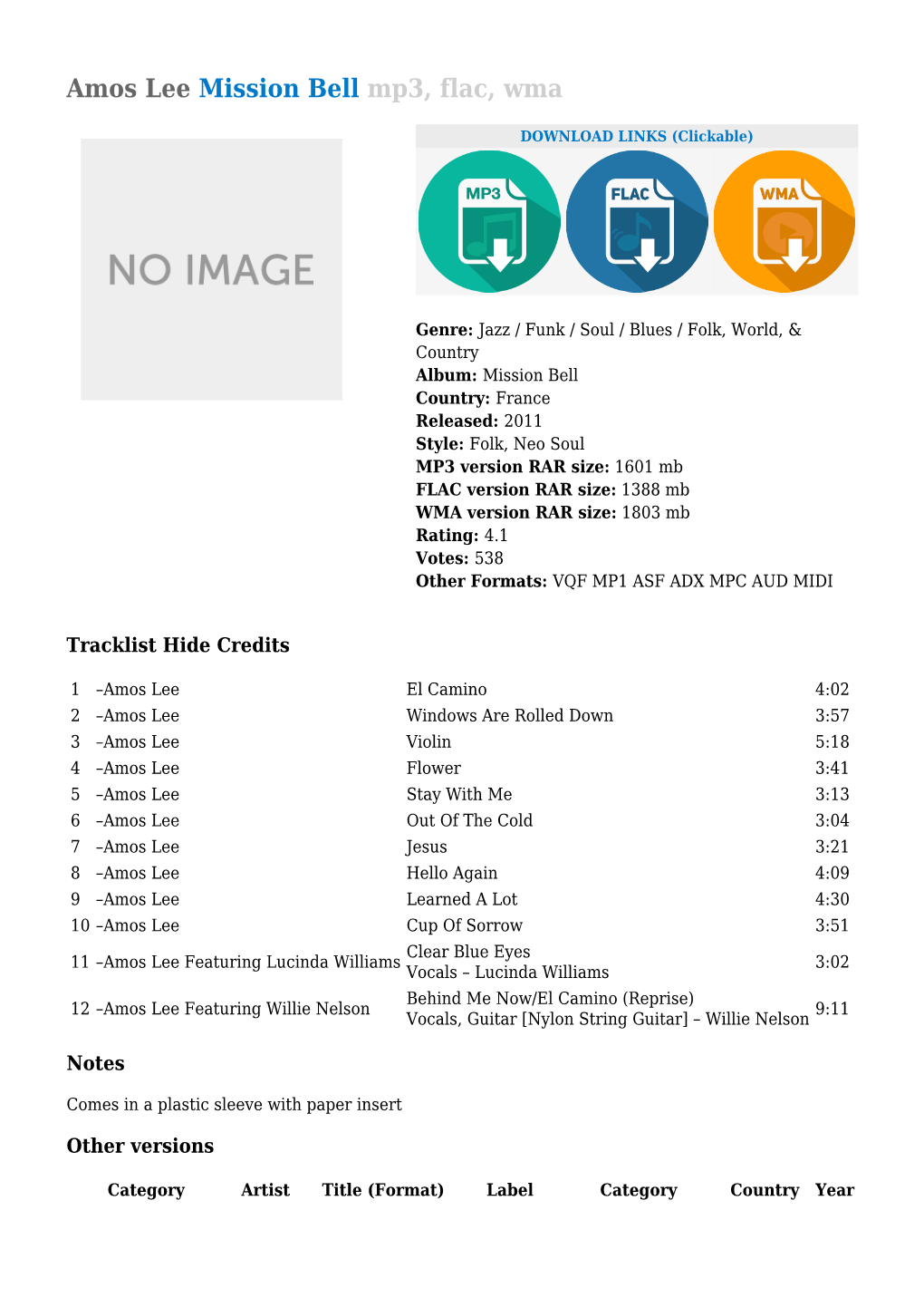 Amos Lee Mission Bell Mp3, Flac, Wma