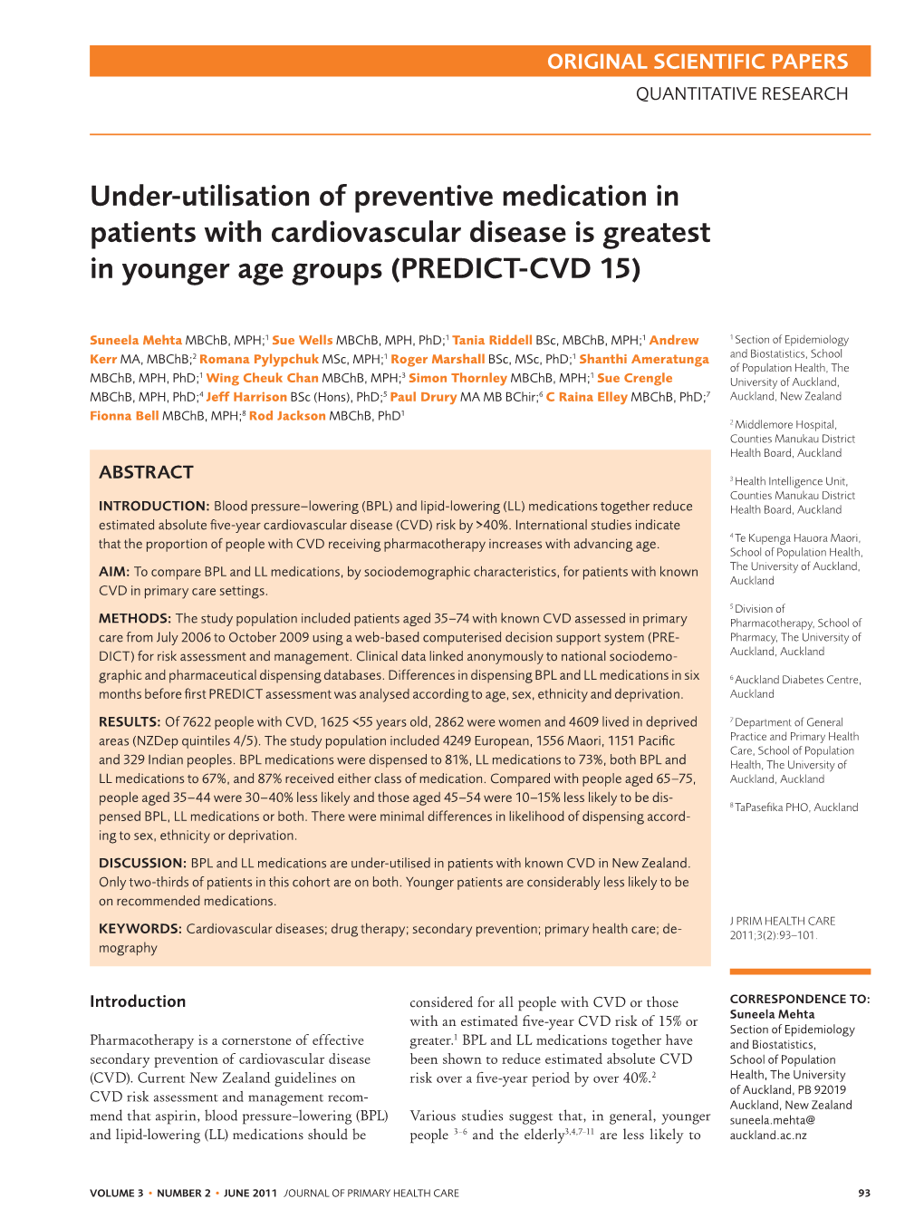 Under-Utilisation of Preventive Medication in Patients with Cardiovascular Disease Is Greatest in Younger Age Groups (PREDICT-CVD 15)