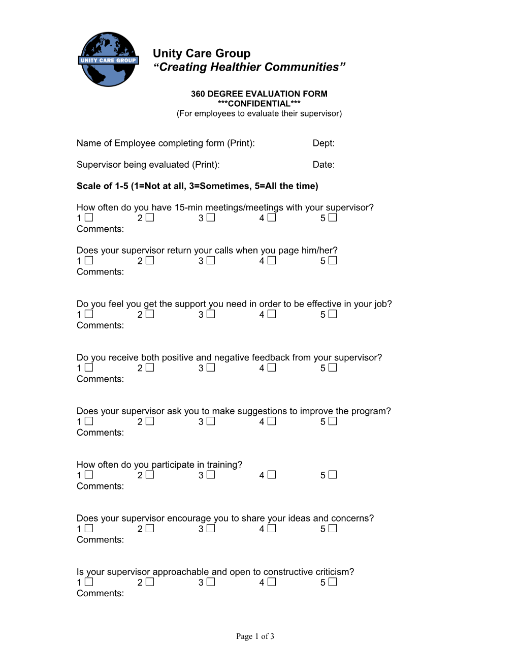 Supervisor 360- Feedback Review