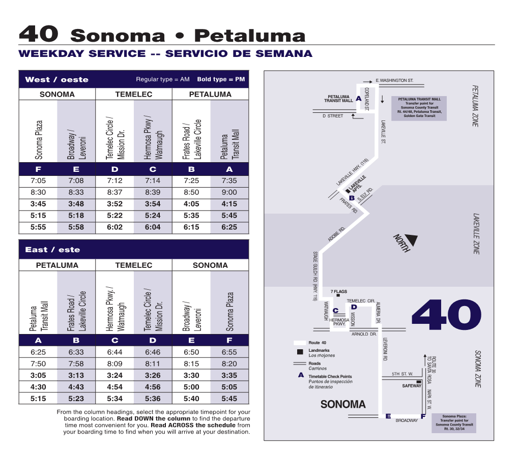 40 Sonoma • Petaluma • Sonoma for Your Convenience, 31-Day Passes Are Are Passes 31-Day Convenience, Your For