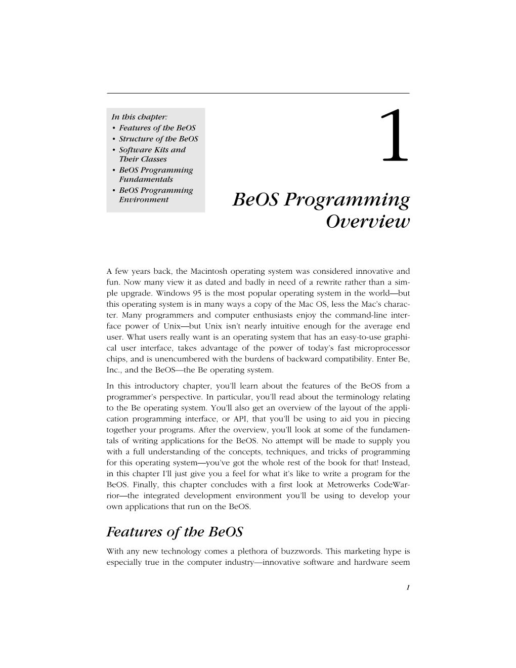 1. Beos Programming Overview