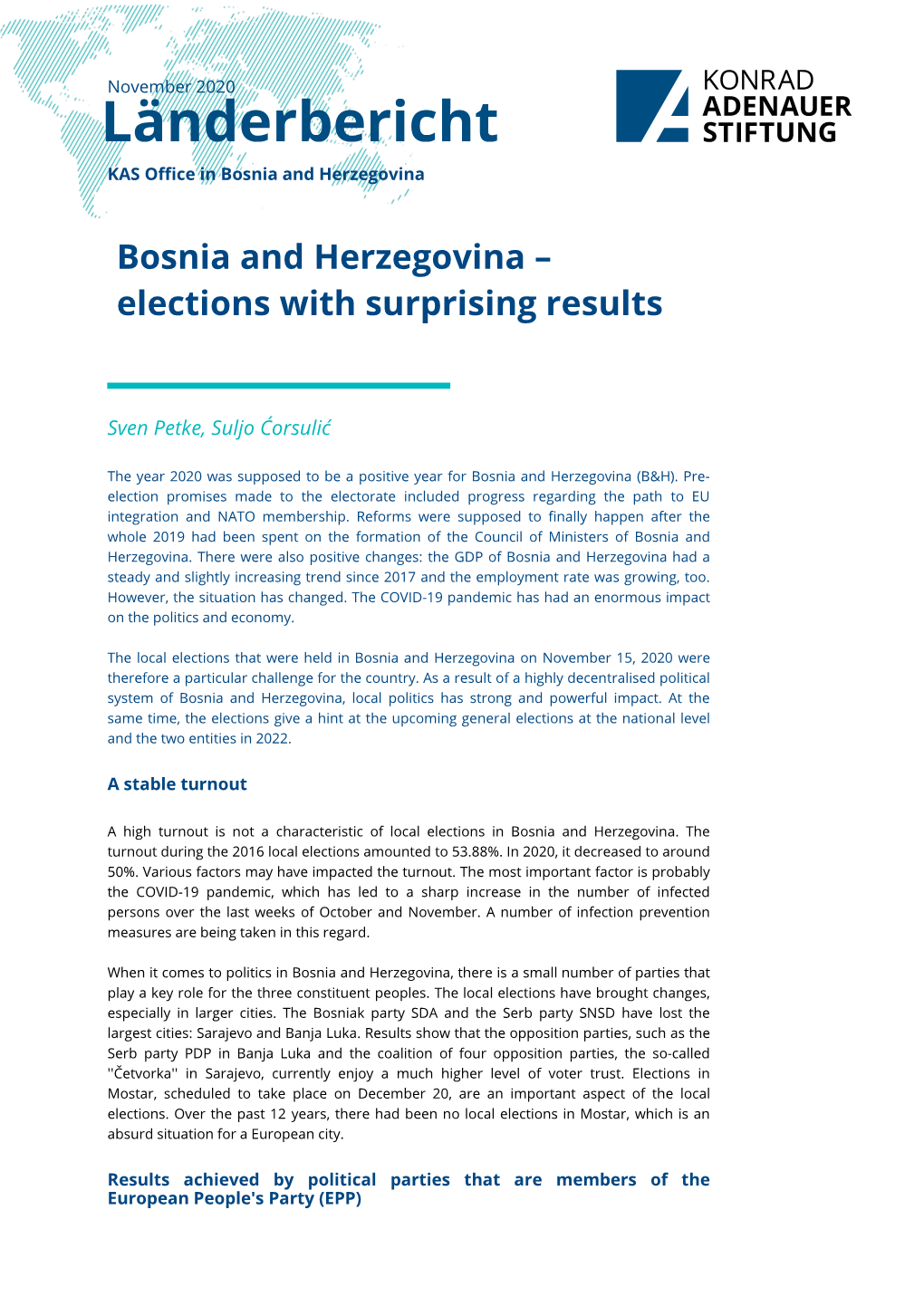 Bosnia and Herzegovina – Elections with Surprising Results