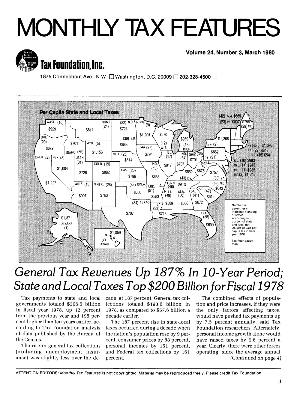 Tax Features Volume 24 Number 3 March 1980